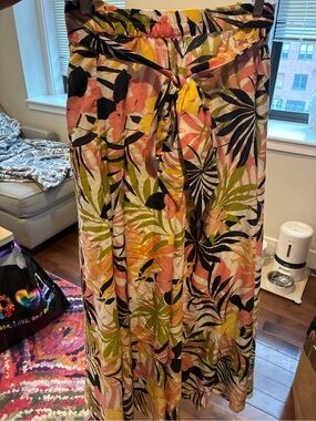Maxi Skirt - Floral Tropical Print in Pink, Yellow & Green